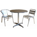 Lot de 1 table 70 x 70 cm + 2 chaises aluminium de couleur (Même couleur ou panachée)