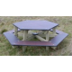 Table banc hexagonale 6 places en essence pin nord rouge Finlande