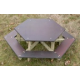 Table banc hexagonale 6 places en essence pin nord rouge Finlande