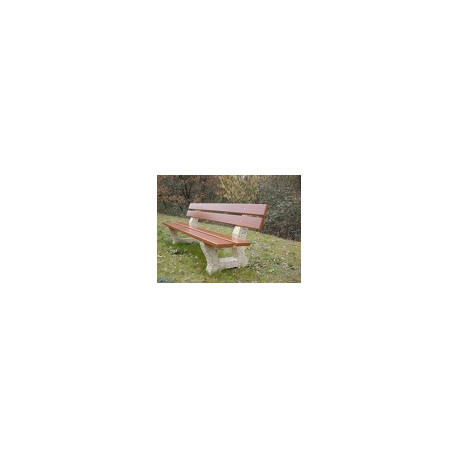 Banc Busserais 4 lames - pieds béton -exotique acajou doré - 140 kgs