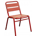 Lot de 4 chaises en finition aluminium anodisé couleur rouge 0614