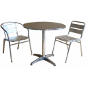 Lot de 1 table Ø 80 cm + 4 chaises aluminium de couleur (Même couleur ou panachée)