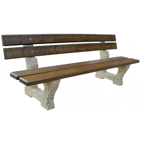 Banc Busserais 4 lames - pieds béton -résineux teinté acajou doré- 115 kgs