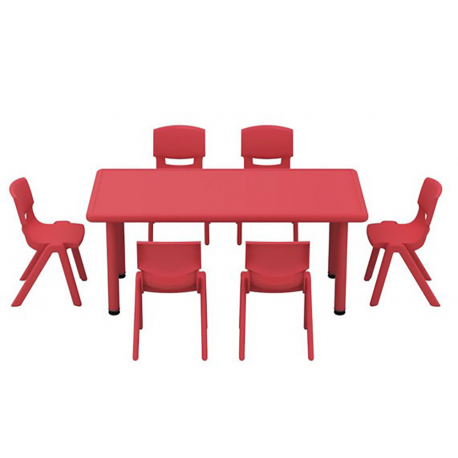 Lot de 1 table 120 x 60 cm + 4 chaises