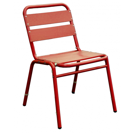Lot de 2 chaises en finition aluminium anodisé couleur rouge 0614